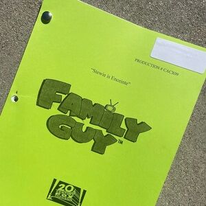 Family Guy 2013 Stewie Is Enceinte Episode Production Used Table Draft Script